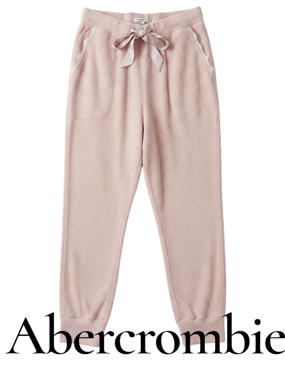 Abercrombie & Fitch Sleepwear Cozy Ribbed Lounge Joggers - Blush Pink
